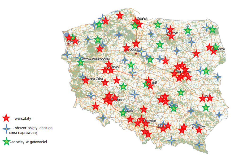 mapa warsztatów samochodowych w polsce